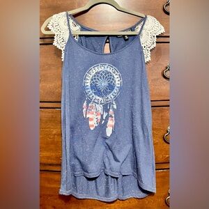 Almost Famous Navy Dreamcatcher Blouse